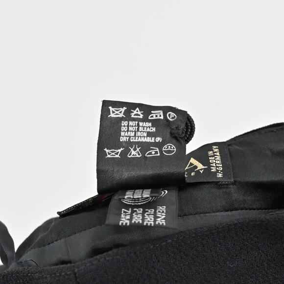 Vtg ESCADA Skirt Sz 38 Solid Black Wool Velvet Sailor Button Pencil Quiet Luxury - Picture 9 of 11